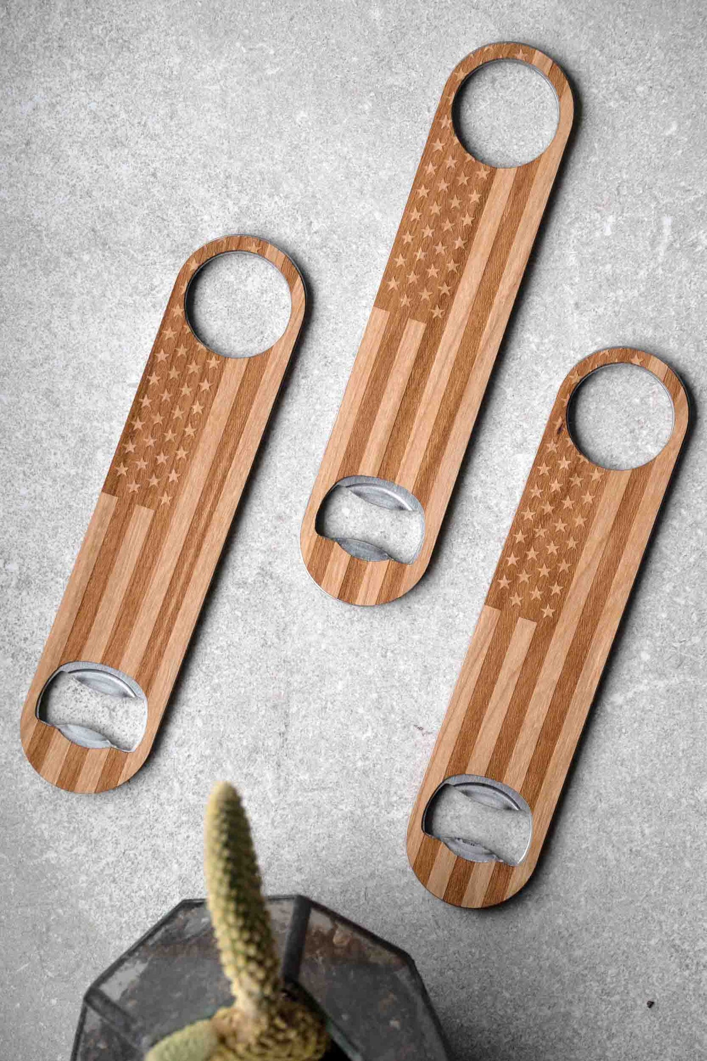 American Flag Premium Wooden Bottle Opener by Autumn Woods Collective