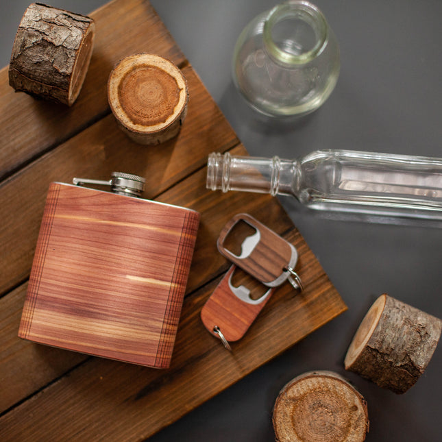 Flask Custom Wooden Hip Flask, Autumn Woods Collective, Custom Wooden Gifts