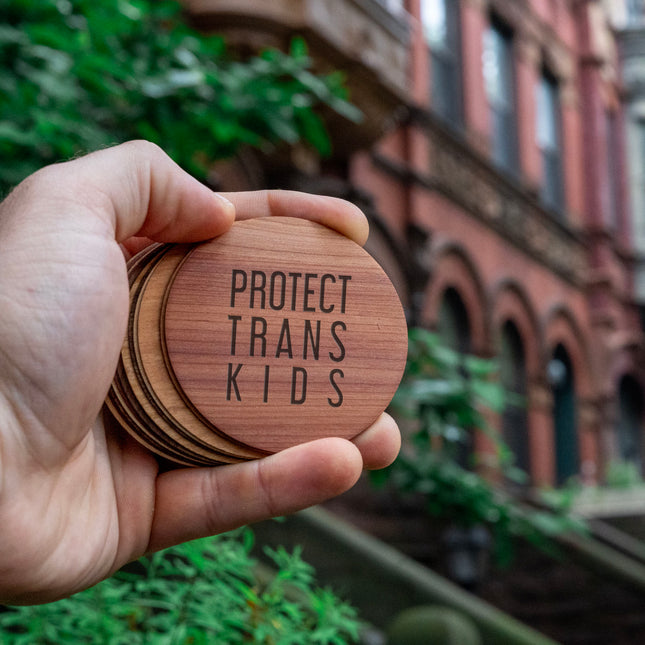  Protect Trans Kids Sticker, Autumn Woods Collective, Custom Wooden Gifts