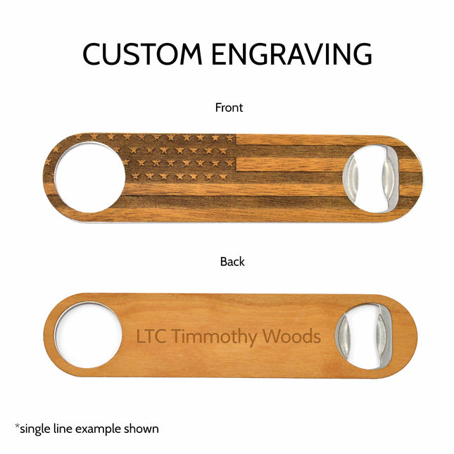 Bottle Opener American Flag Bottle Opener, Autumn Woods Collective, Custom Wooden Gifts