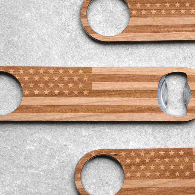 American Flag Premium Wooden Bottle Opener by Autumn Woods Collective