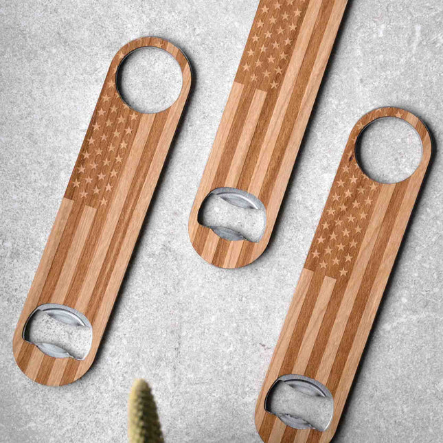 American Flag Premium Wooden Bottle Opener by Autumn Woods Collective