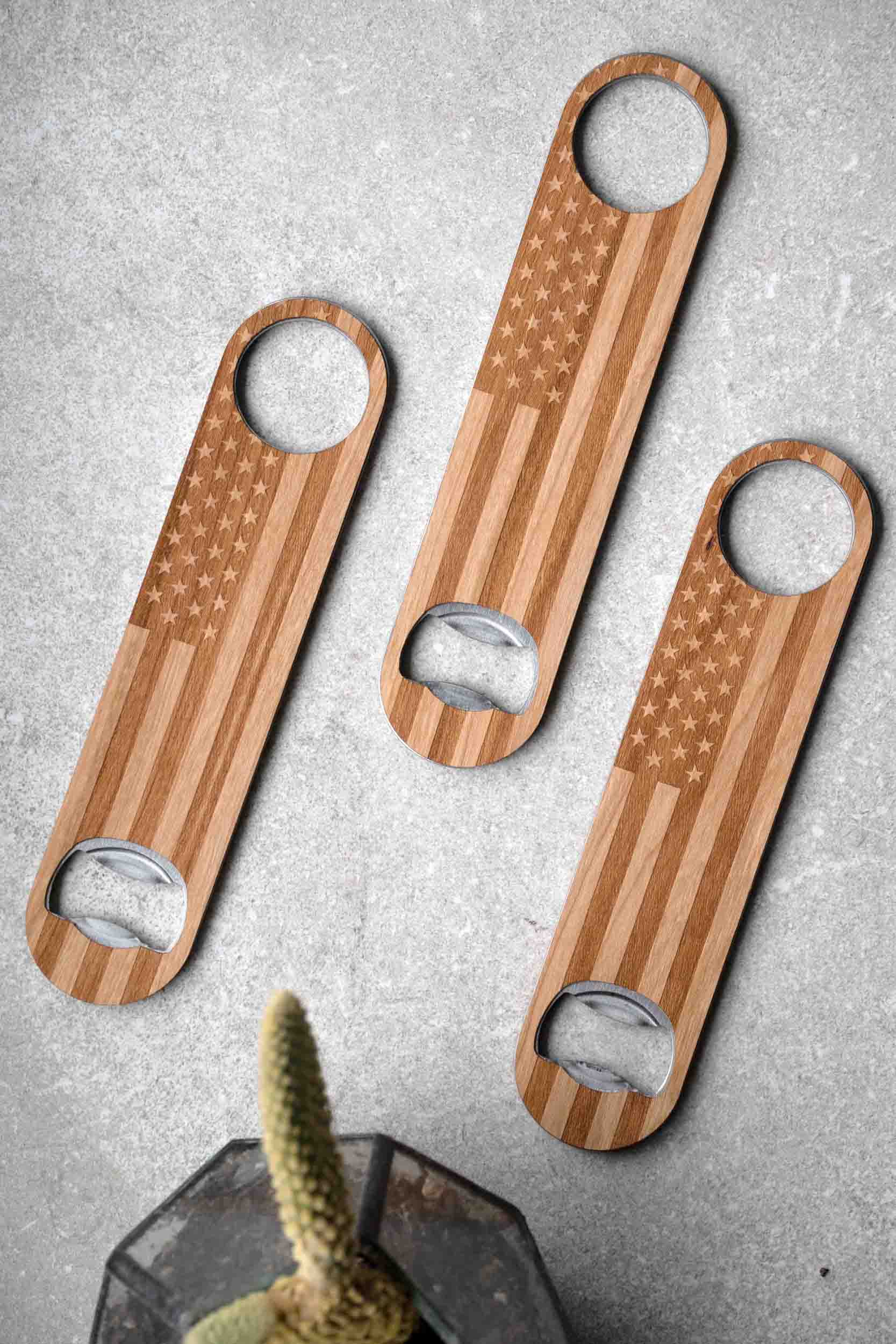 American Flag Premium Wooden Bottle Opener by Autumn Woods Collective