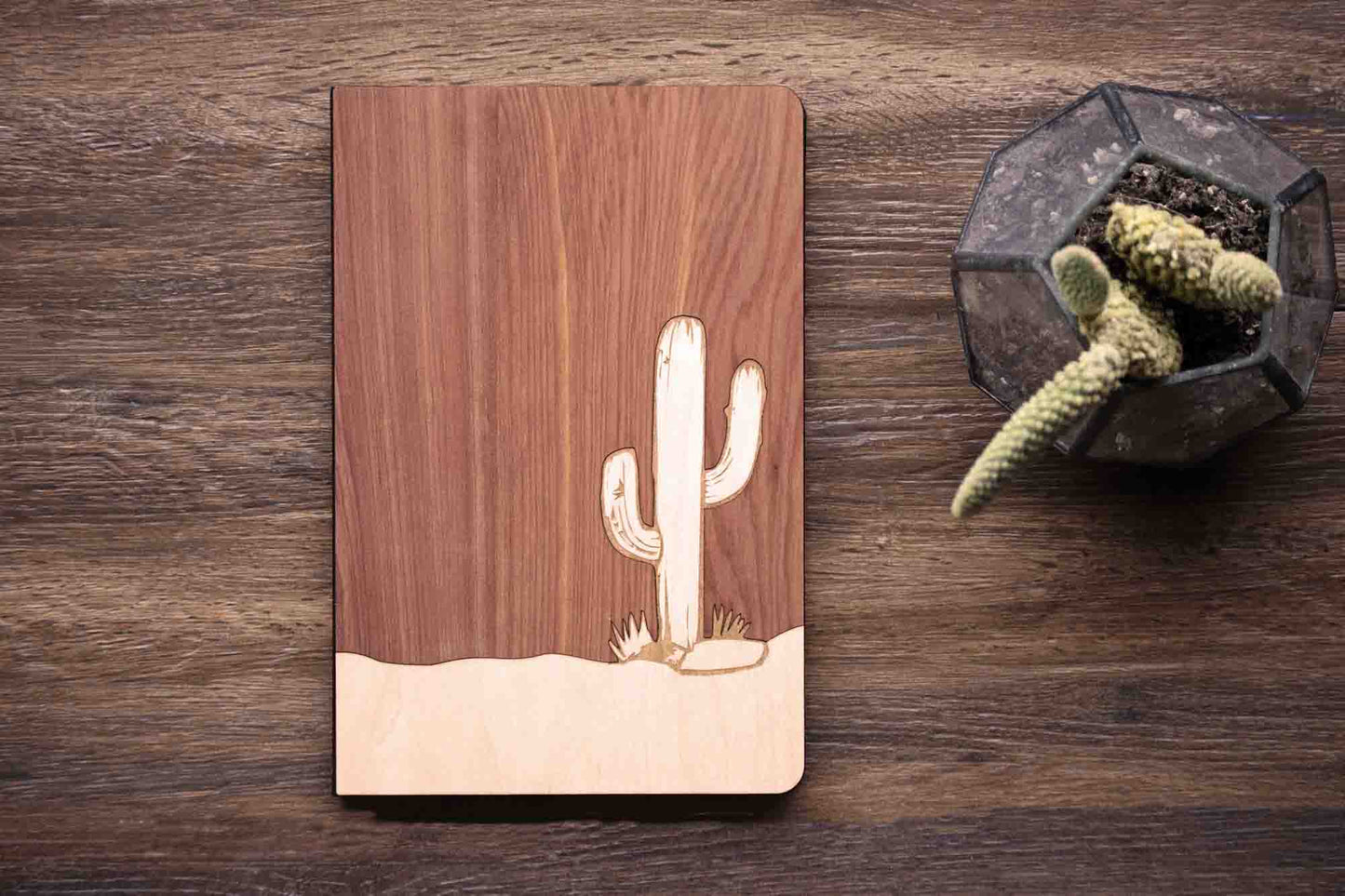 Notebook Cactus Journal, Autumn Woods Collective, Custom Wooden Gifts