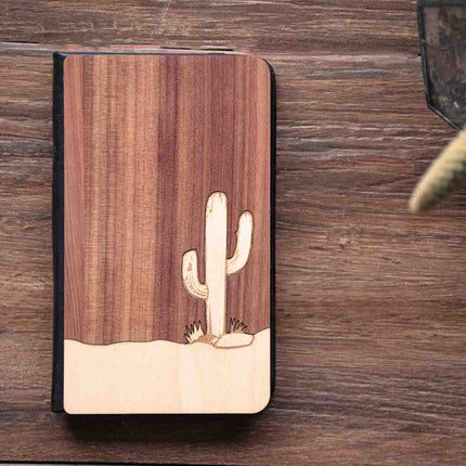 Cactus Pocket Notebook by Autumn Woods Co. | Wooden Pocket Notebook
