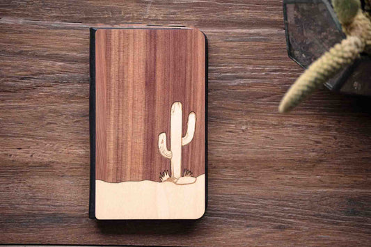 Cactus Pocket Notebook by Autumn Woods Co. | Wooden Pocket Notebook