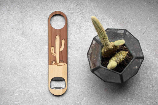 Bottle Opener Cactus Bottle Opener, Autumn Woods Collective, Custom Wooden Gifts