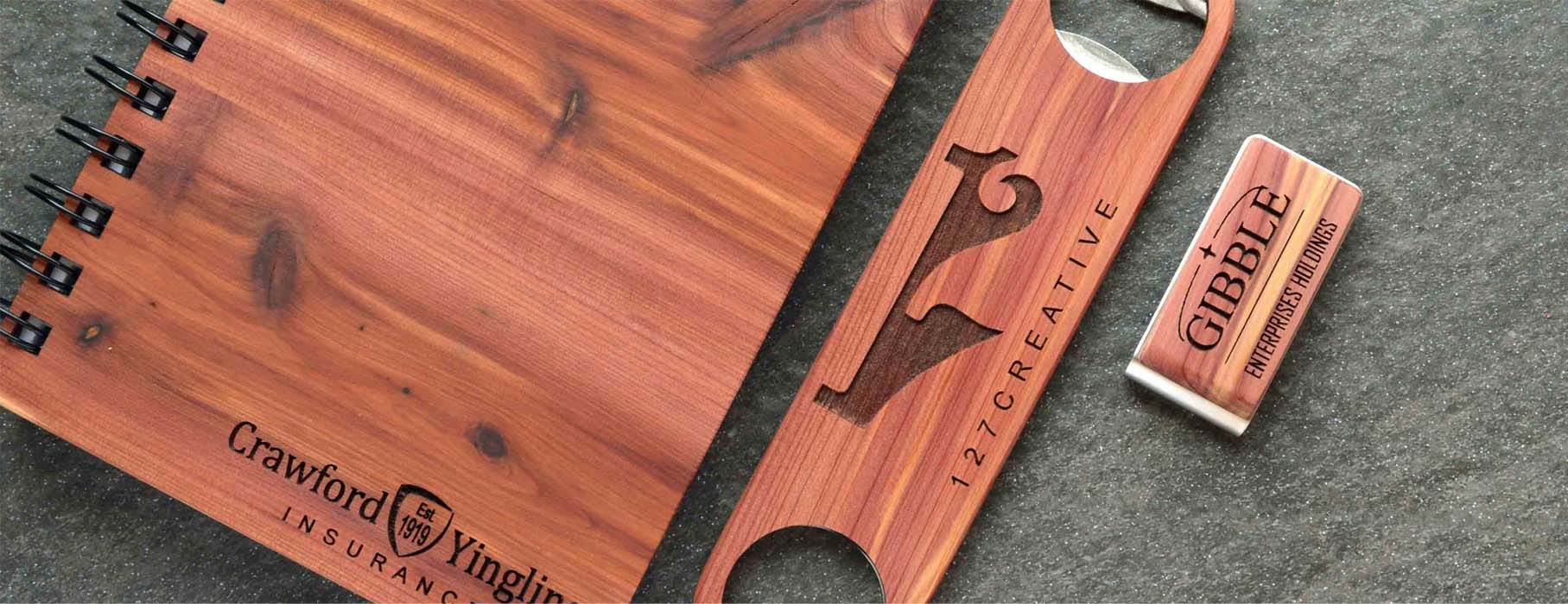 Corporate Gift Custom Wooden Notebooks, Autumn Woods Collective, Custom Wooden Gifts
