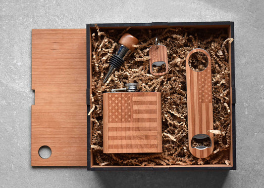 Barware Sets Handmade Cherry Wooden Barware Set, Autumn Woods Collective, Custom Wooden Gifts