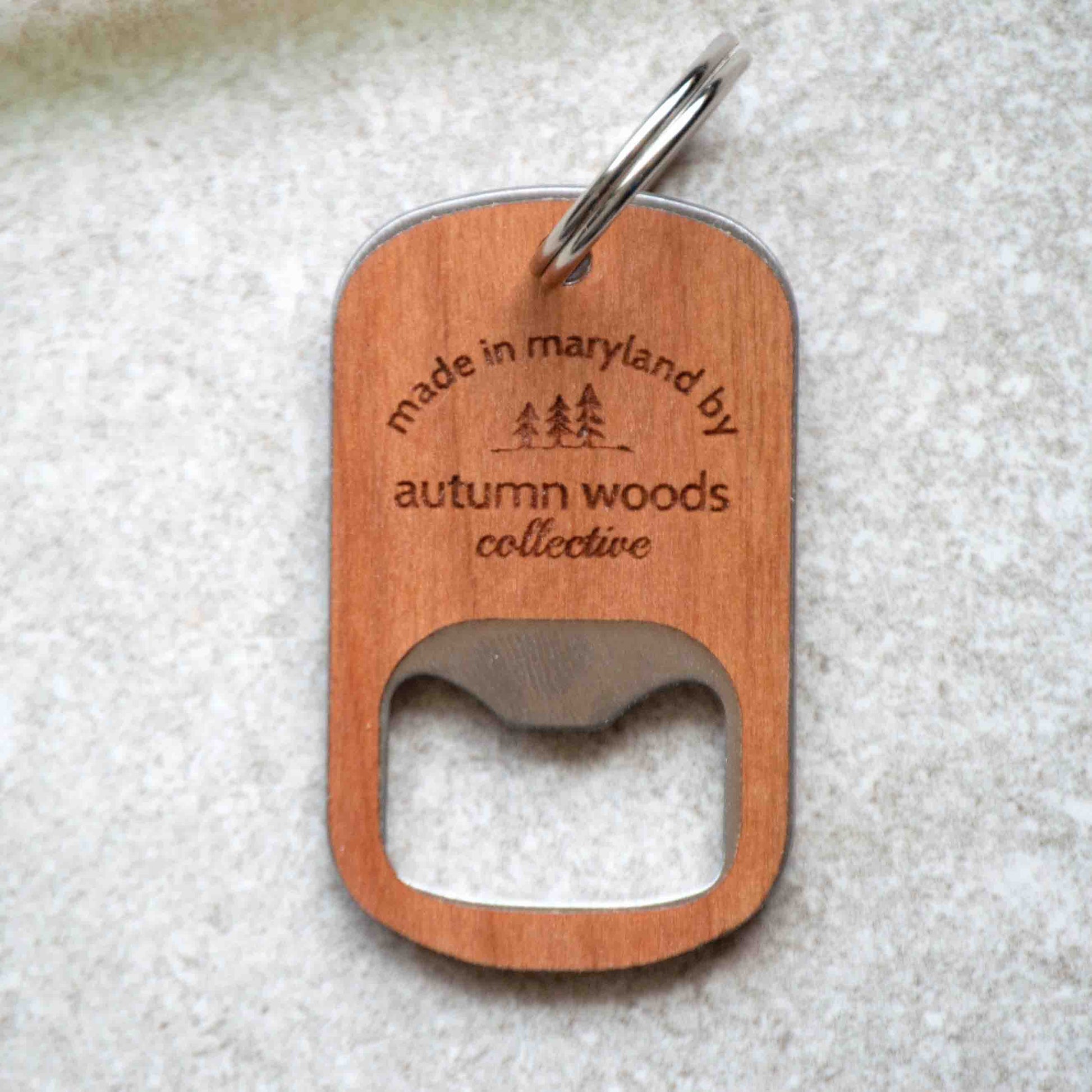 Maryland Flag Wood Bottle Opener Keychain - Autumn Woods Co.