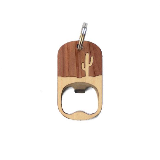 Keychain Opener Cactus Keychain Opener, Autumn Woods Collective, Custom Wooden Gifts